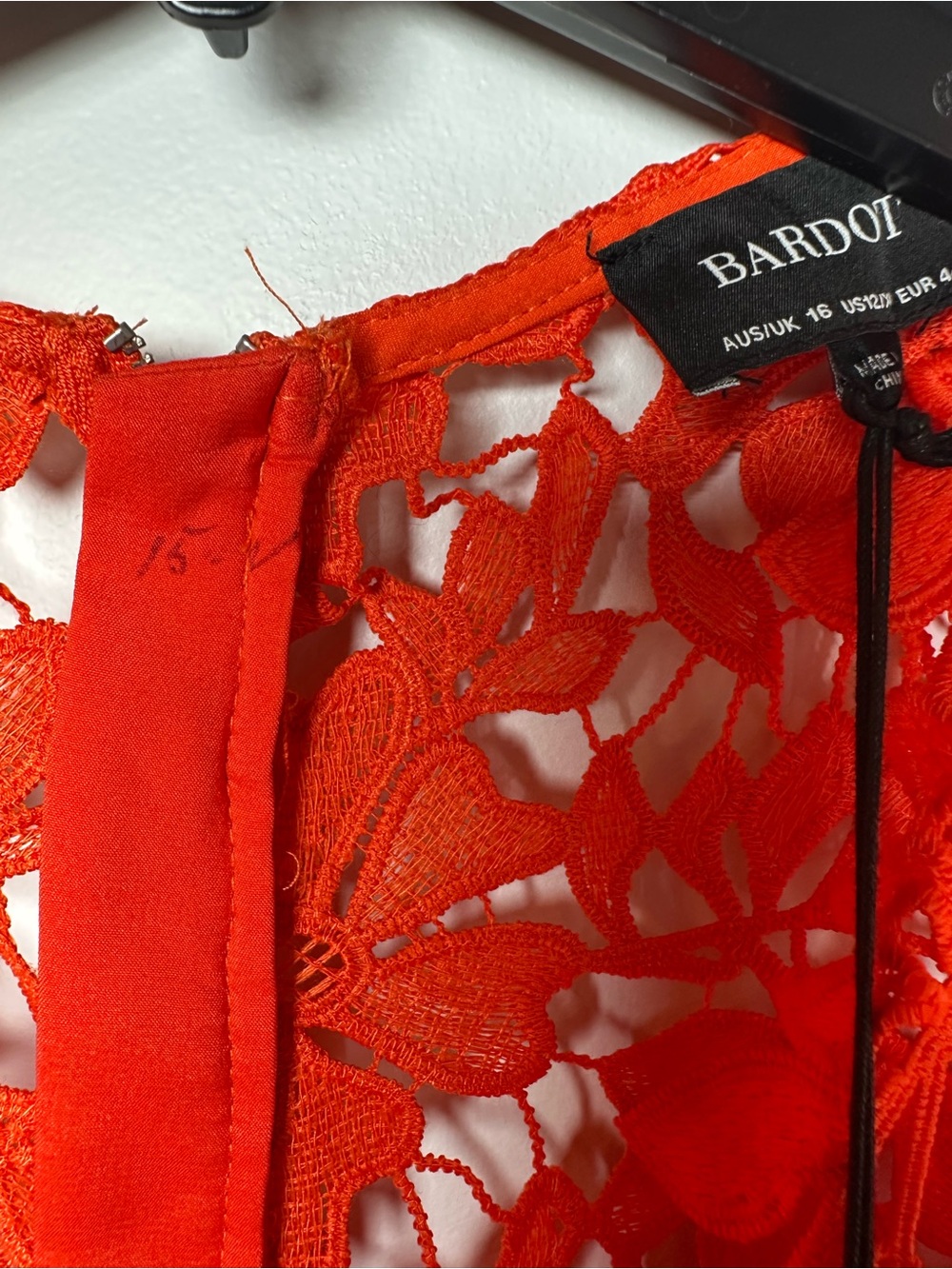 NWT Bardot Grenadine Orange Floral Lace Midi Dress Size 16 - Picture 3 of 9